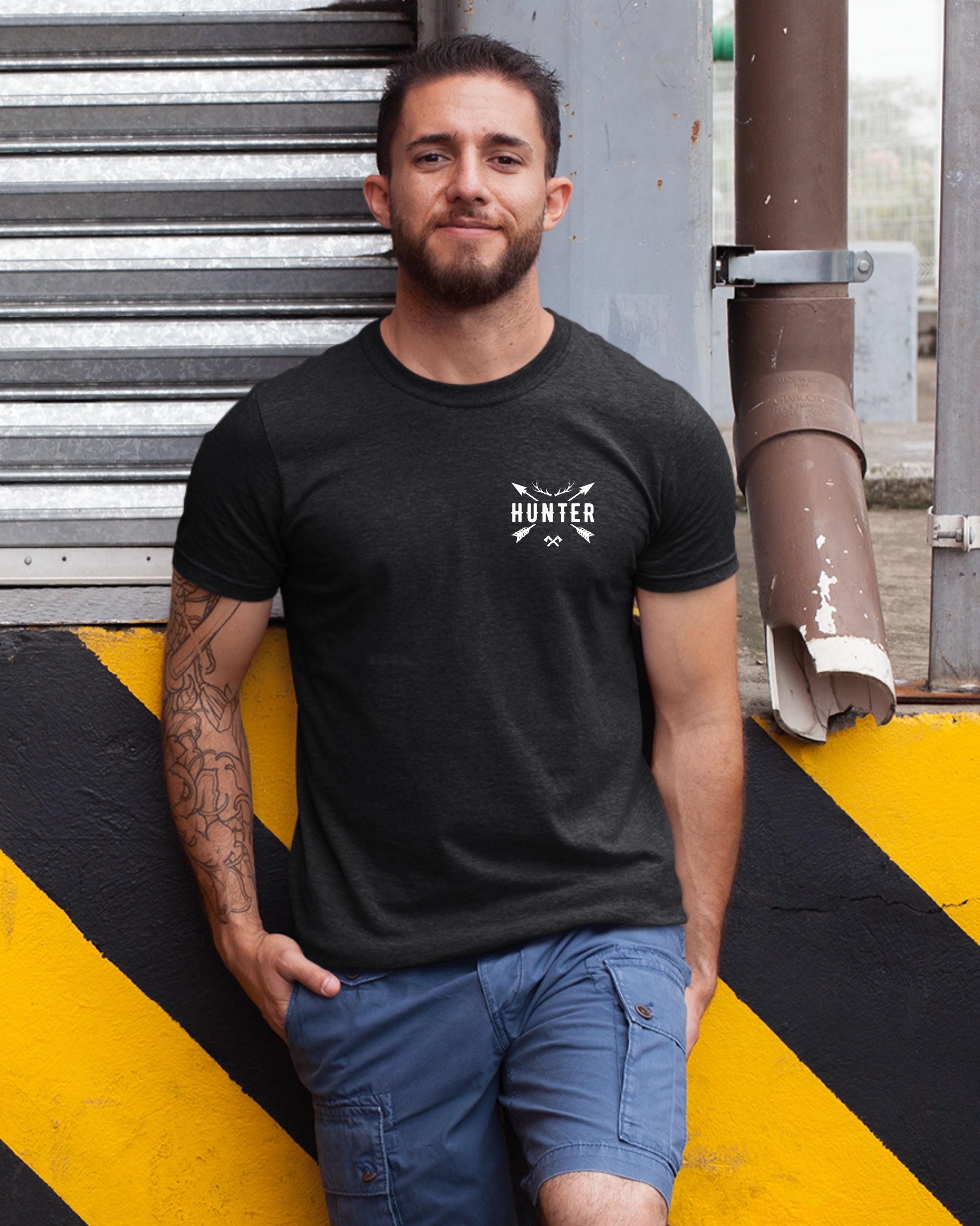 Men’s Heather Tee - Hunter Embroidered Design