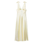 Women’s Satin Bowknot V-Neck Maxi Dress