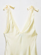 Women’s Satin Bowknot V-Neck Maxi Dress