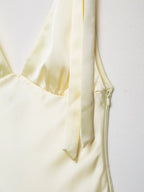 Women’s Satin Bowknot V-Neck Maxi Dress