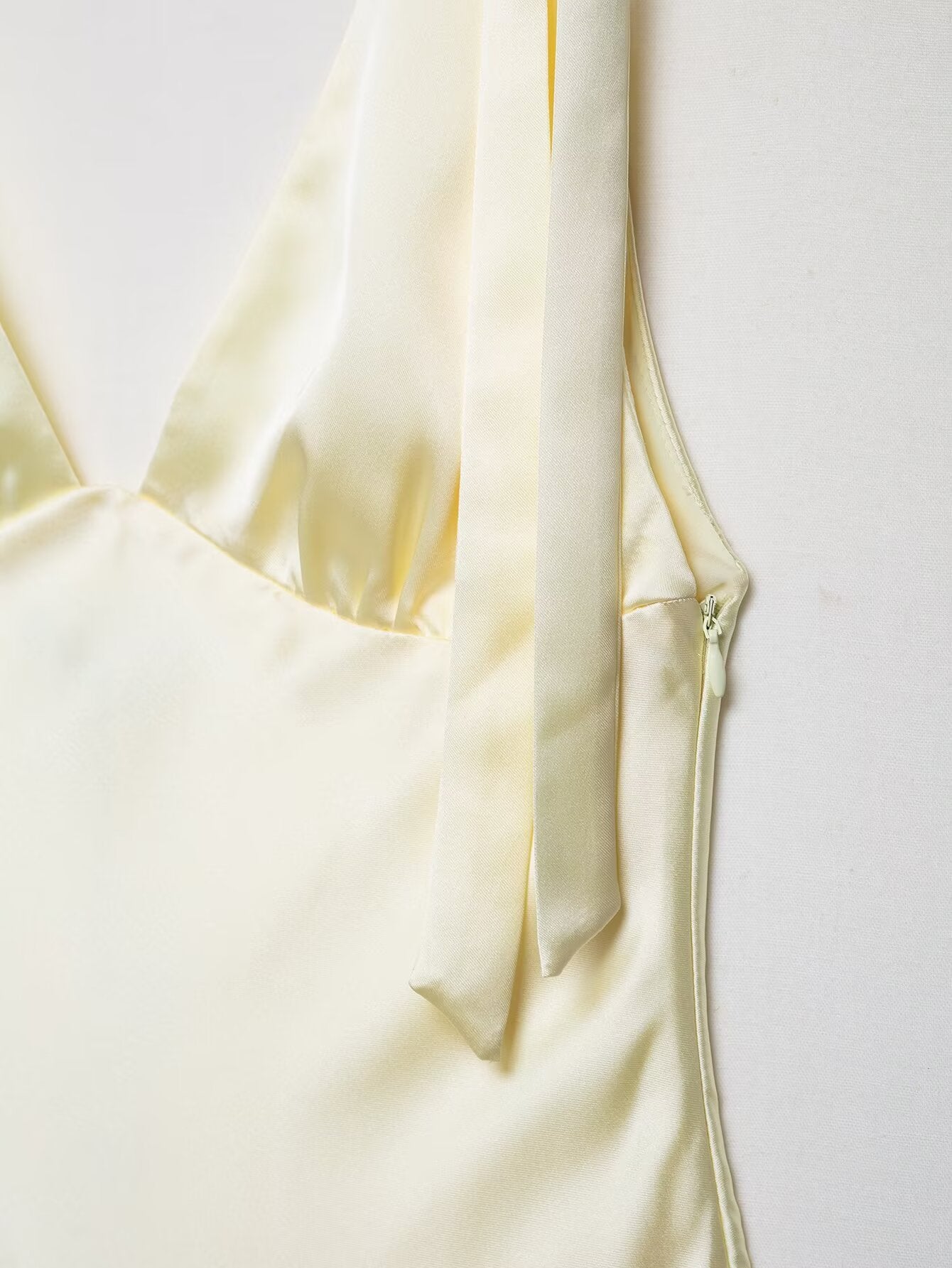 Women’s Satin Bowknot V-Neck Maxi Dress