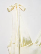 Women’s Satin Bowknot V-Neck Maxi Dress