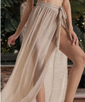 Women’s Khaki Sheer Maxi Beach Cover-Up Skirt