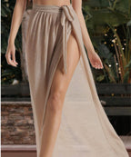 Women’s Khaki Sheer Maxi Beach Cover-Up Skirt