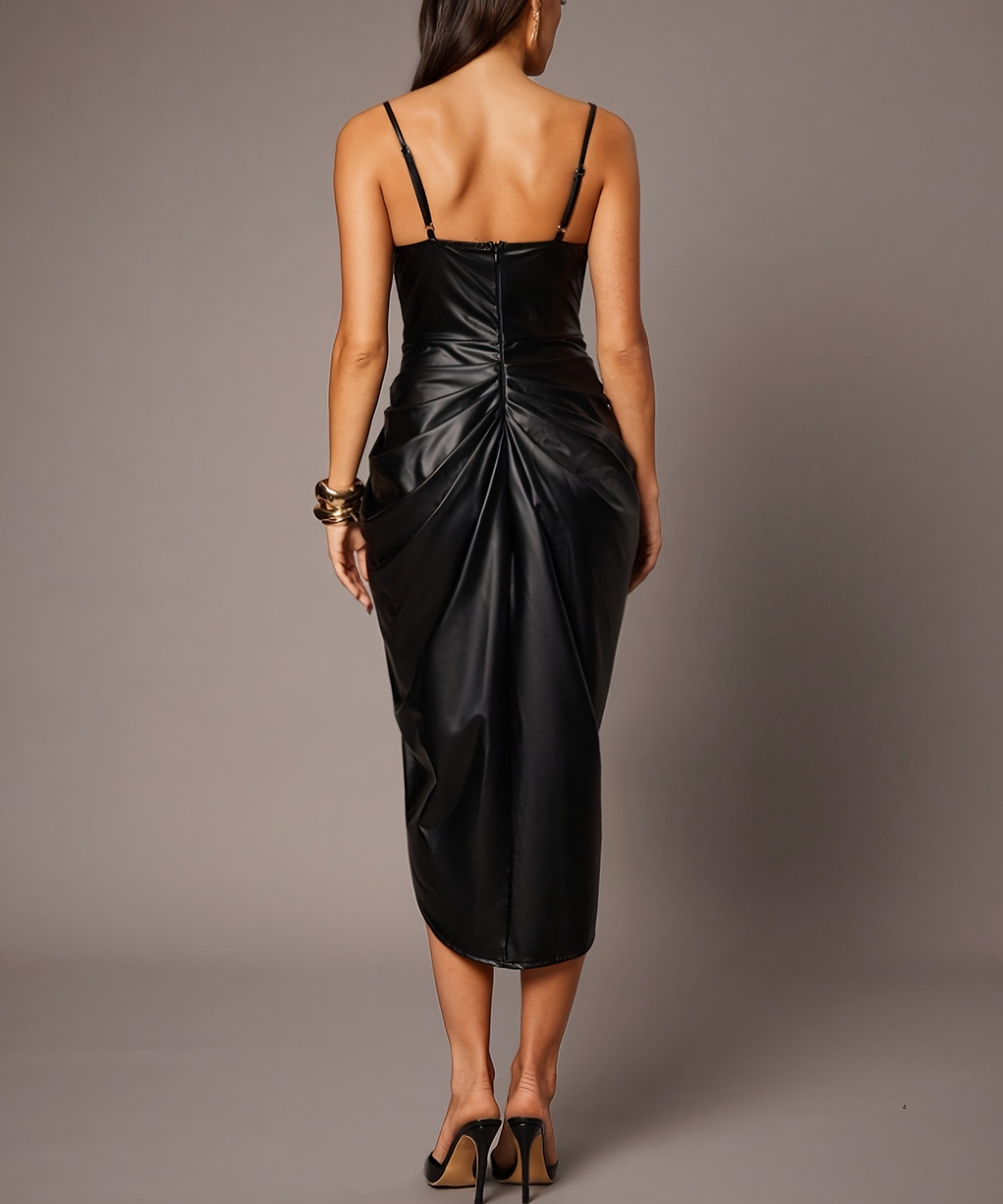 Women’s Faux Leather Bodycon Midi Dress