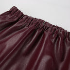 Women's Baggy Faux Leather Jacket - Burgundy (dark red wine tone)