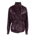 Women's Faux Leather Coat - Burgundy (dark red wine tone)