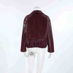 Women's Baggy Faux Leather Jacket - Burgundy (dark red wine tone)