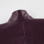 Women's Faux Leather Coat - Burgundy (dark red wine tone)