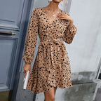 Women’s Animal Print Belted A-Line Mini Dress