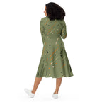 Women's Abstract Print Long Sleeve Midi Dress