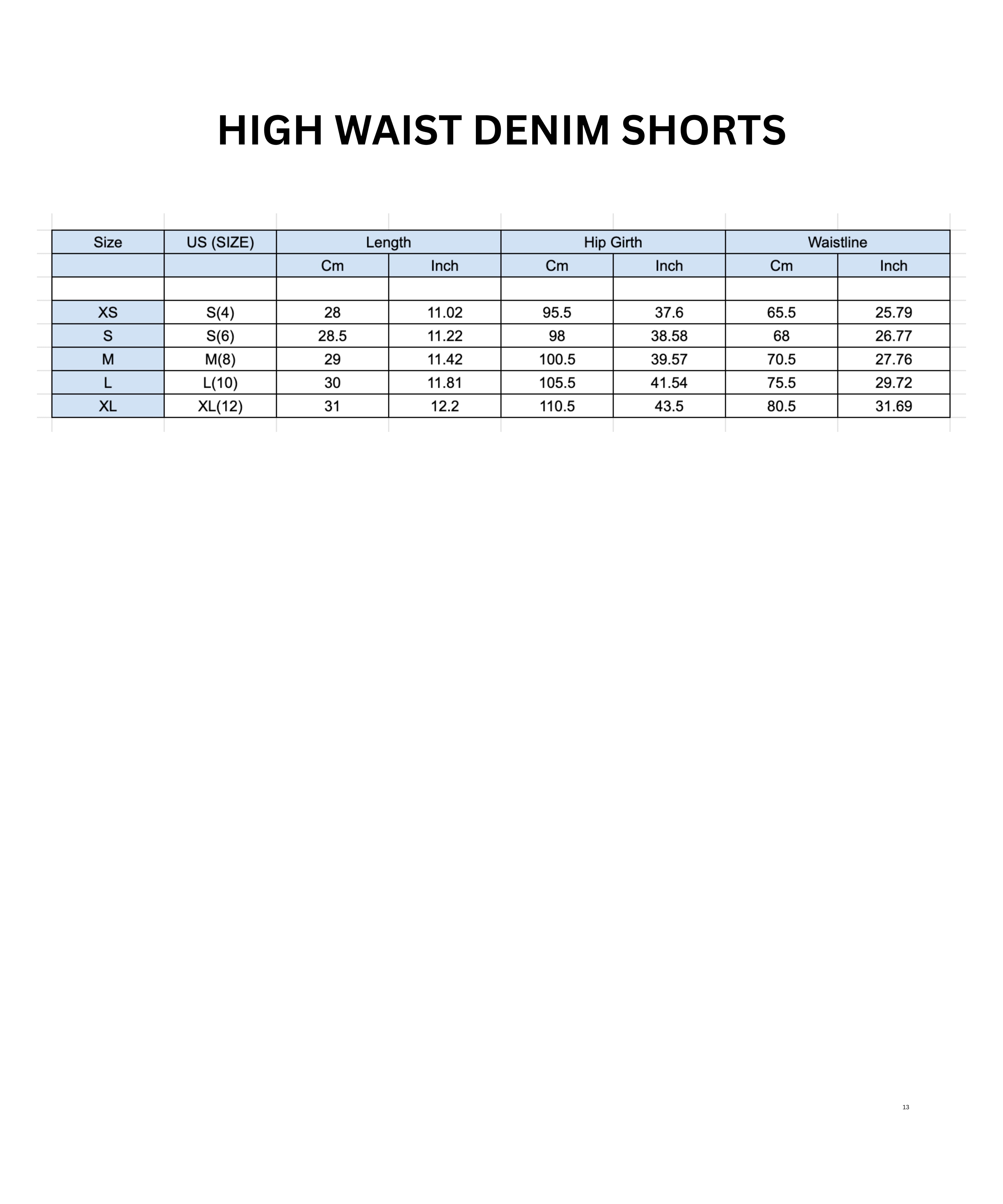 Women’s High Waist Denim Shorts