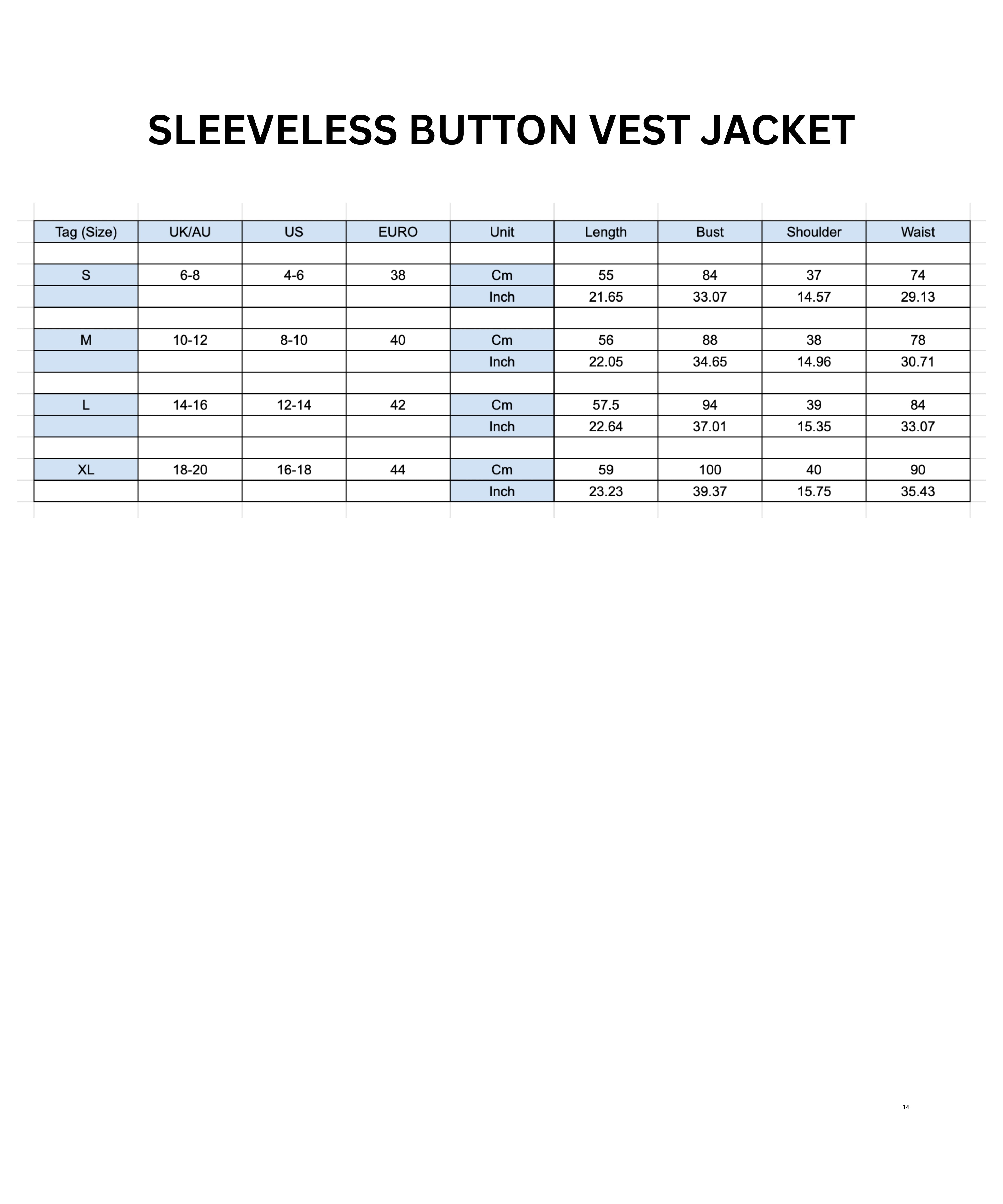Women’s Sleeveless Button Vest Jacket