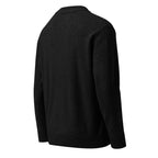 Unisex Onyx Black V-Neck Jacquard Knit Cardigan