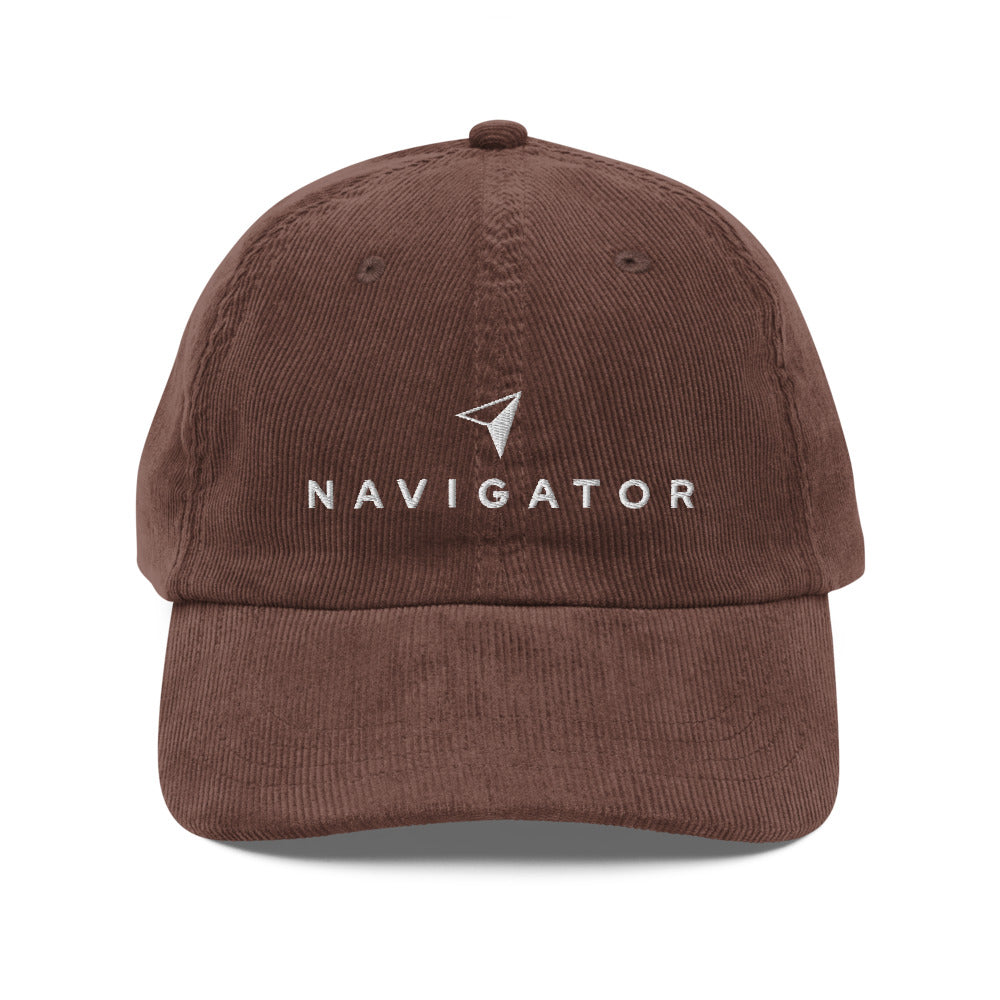 Unisex Vintage Corduroy Cap – Navigator Embroidered