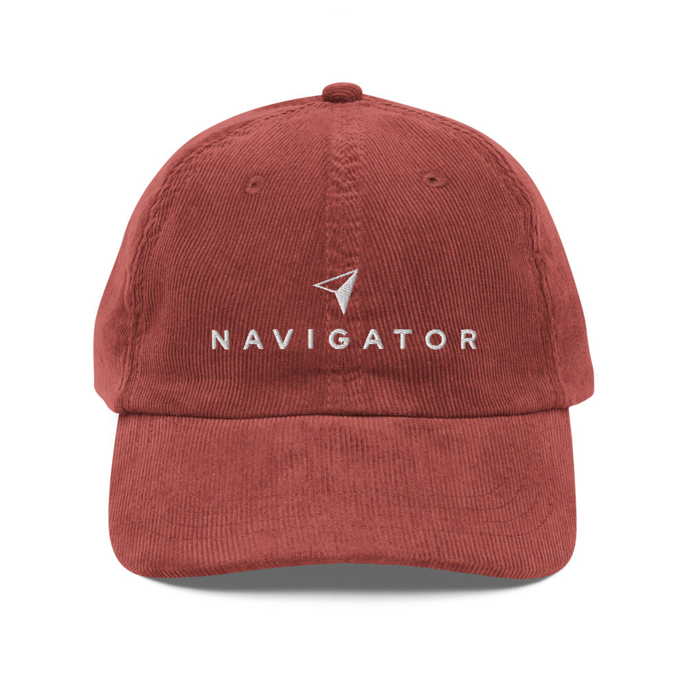 Unisex Vintage Corduroy Cap – Navigator Embroidered