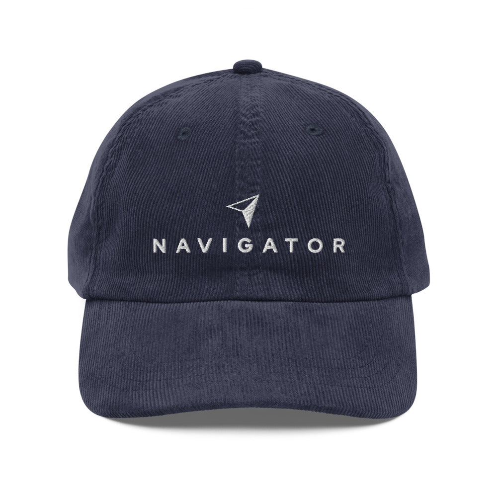 Unisex Vintage Corduroy Cap – Navigator Embroidered