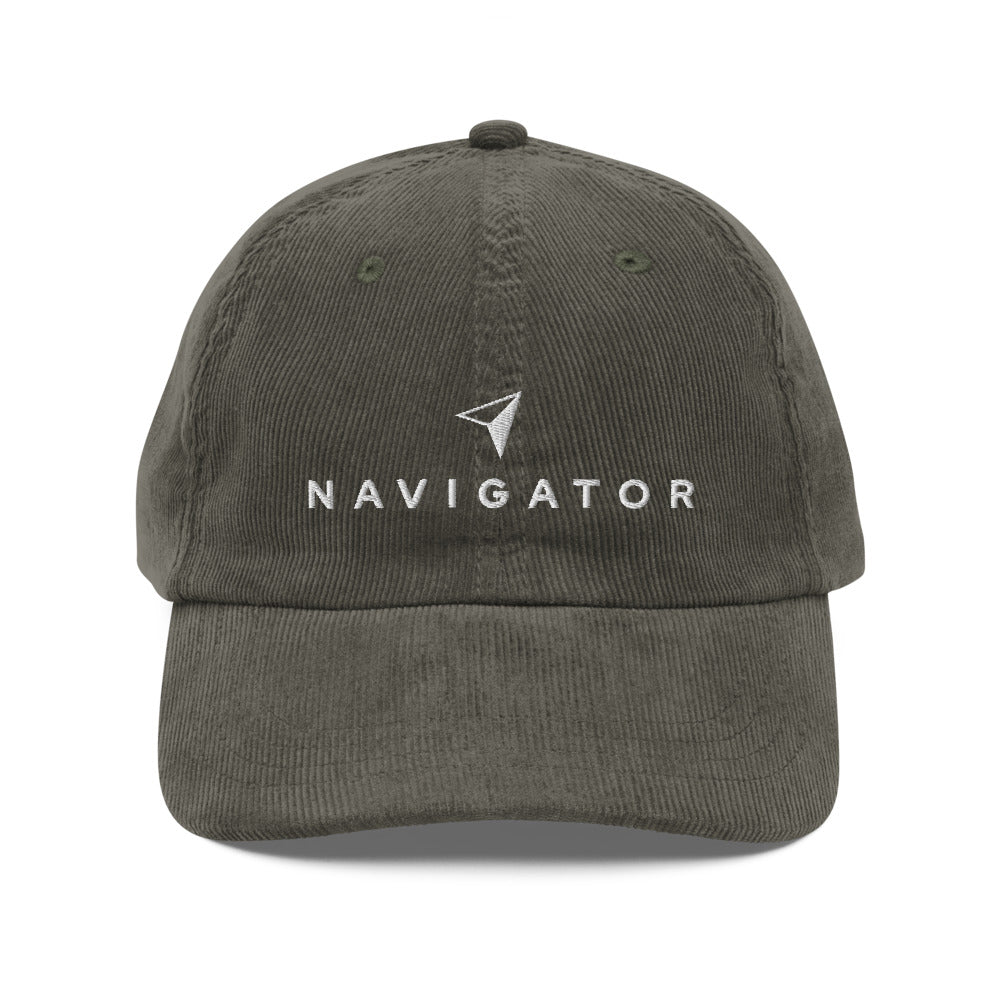 Unisex Vintage Corduroy Cap – Navigator Embroidered